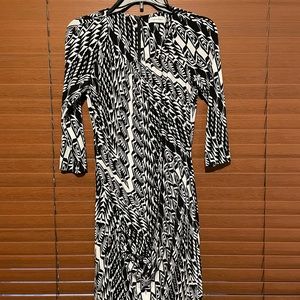 Black and white Calvin Klein wrap dress